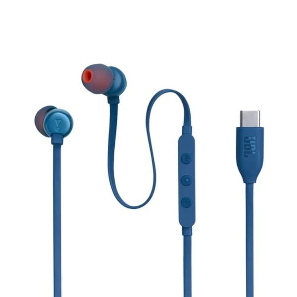 Écouteurs filaire JBL Tune 310C – Type-C – 6cm – Pure Bass – Microphone pour communication – Bleu