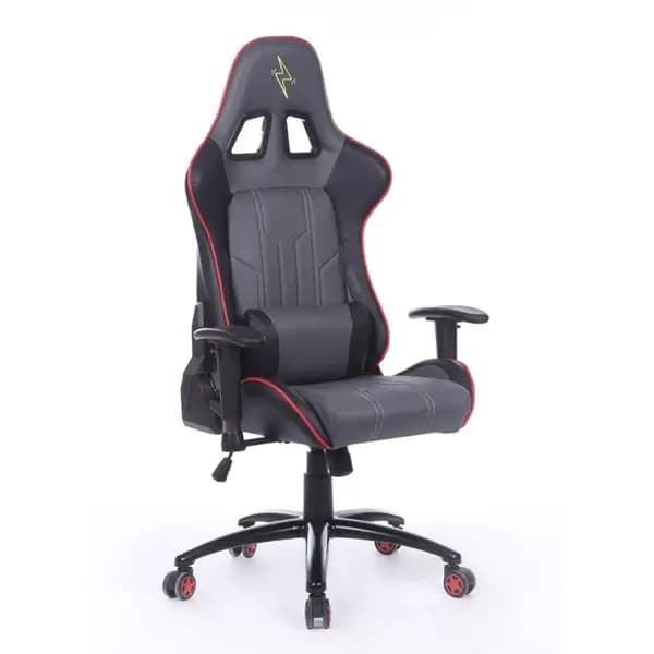Chaise gaming – Réglable Pivotant – avec coussin et dossier inclinable – OC8090 – Gris/Rouge