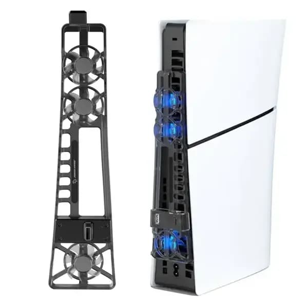 Ventilateur de refroidissement Pour PS5 Slim – Température de fonctionnement de -5° à 60°C – Lumières RVB – Dissipation thermique efficace – Porodo PDX120 – Noir