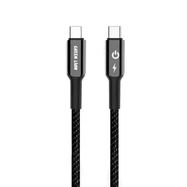 Câble tressé USB-C vers USB-C Green Lion – Câble 1m – Charge et synchronisation – GNBRUC2UCBK – Noir