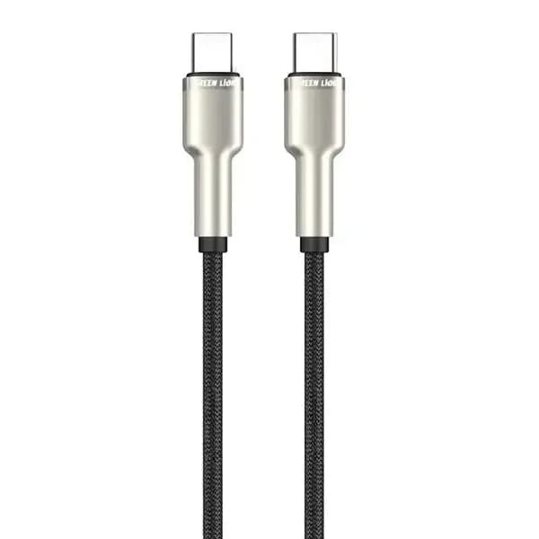 Câble USB-C vers USB-C – Tressé en alliage de zinc Green Lion – PD 60W – Charge et synchronisation – GN60BRC2CBK