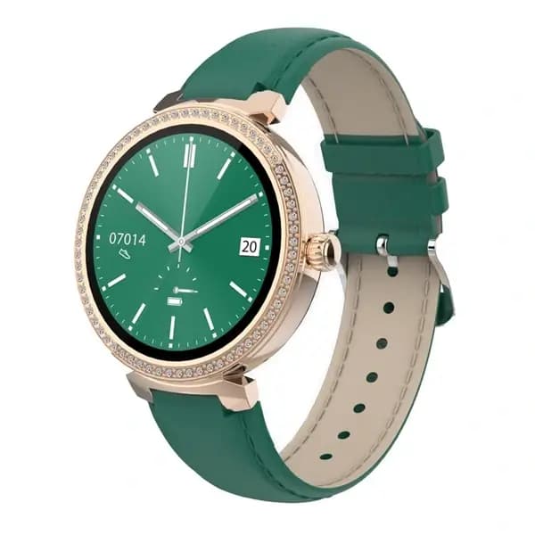 Montre Connectée Porodo Belle pour Femme – Cadran Or Rose – BT5.4 – ABS – Écran de 1,19″ – AMOLED – Suivi d’Activité – Vert