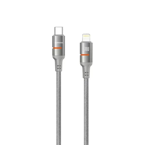 Câble de charge Porodo – Type-C vers Lightning pour iPhone avec indicateur LED – 30W – 1,2m