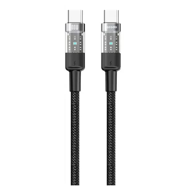 Câble de charge rapide et transfert de données Porodo – Type-C vers Type-C – 100W – 1,2m – PD-100WCCTH-BK
