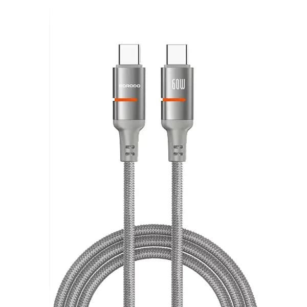 Câble tressé de charge rapide et transfert données Porodo – Type-C vers Type-C – 60W – 3m – Gris – PD-CBL0031-GY-C