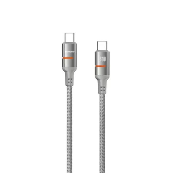 Câble de charge Porodo – Type-C vers Type-C avec lumière LED – 60W – 1,2m