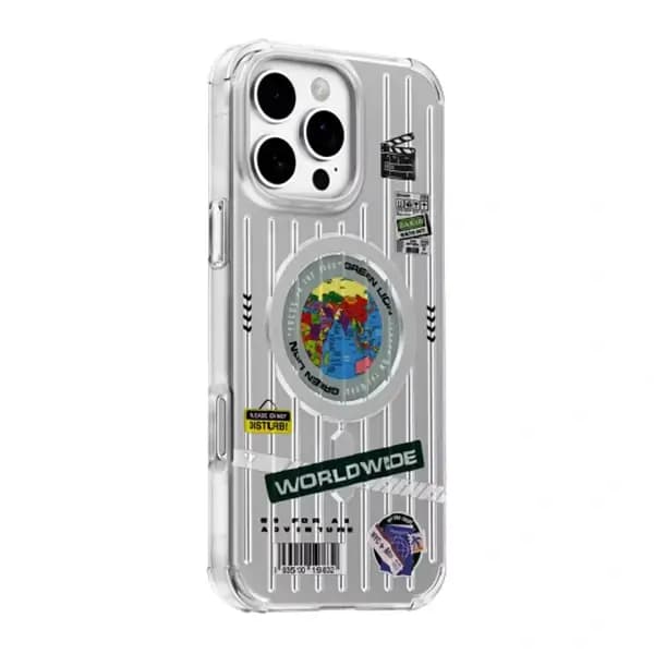 Coque de téléphone pour iPhone 16 Pro Green Lion – MagSafe intégré – Argent