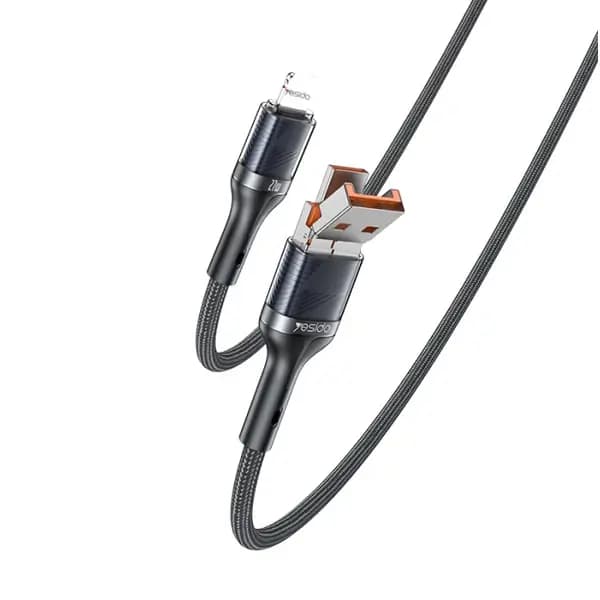 Câble de charge rapide et transfert de données YESIDO – 2en1 – 27W – 1,2m – USB et Type-C vers Lightning – CA165L