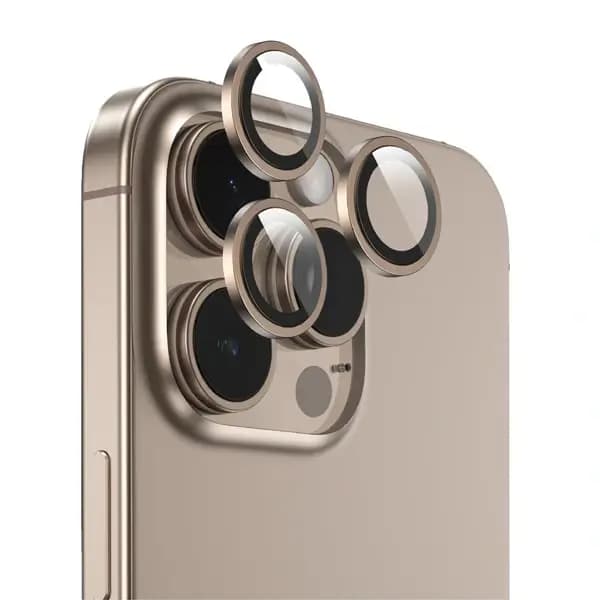 Protection d’appareil photo pour iPhone 16 Pro en HD – Compatible avec les coques – Anti-rayures, anti-reflet – Résistant à l’eau – Green Lion – Or – GNCMHDP16PGD