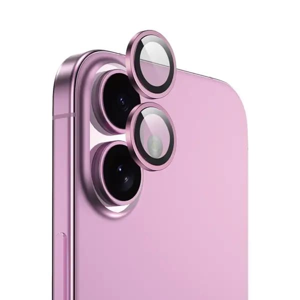 Protection d’appareil photo pour iPhone 16 Plus en HD – Compatible avec les coques – Anti-rayures – Rose