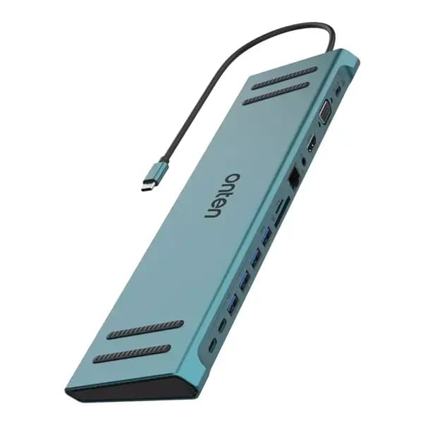 Hub 13en1 ONTEN – Sortie Type-C – 1 HDMI 4K – 2 Type-C – 1 VGA – 4 USB – 1 SD – 1 MicroSD – 1 RJ45 – 1 Jack – OTN-9199A