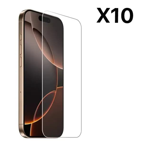 Pack de 10 Antichocs 2.5D/3D – Verre plein HD – Pour iPhone 14 Pro