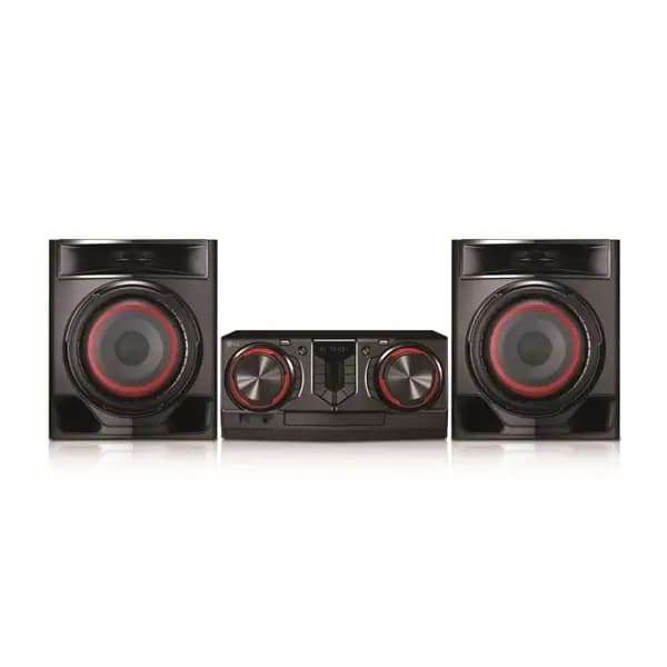 Mini Hifi avec deux enceintes télécommandés LG – 480W – BT – USB – CD – FM – Fonctions DJ Karaoké avec suppression des voix et changement de tonalité – CJ44