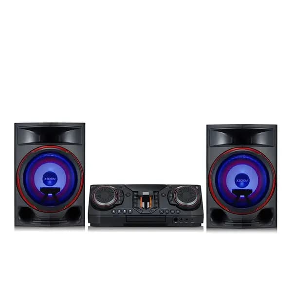 Mini Hifi avec deux enceintes télécommandé LG CL87- 2350W – BT – USB – CD – FM – Éclairage multicolore – DJ Appli – Fonctions DJ Karaoké avec suppression des voix et changement de tonalité – CL87