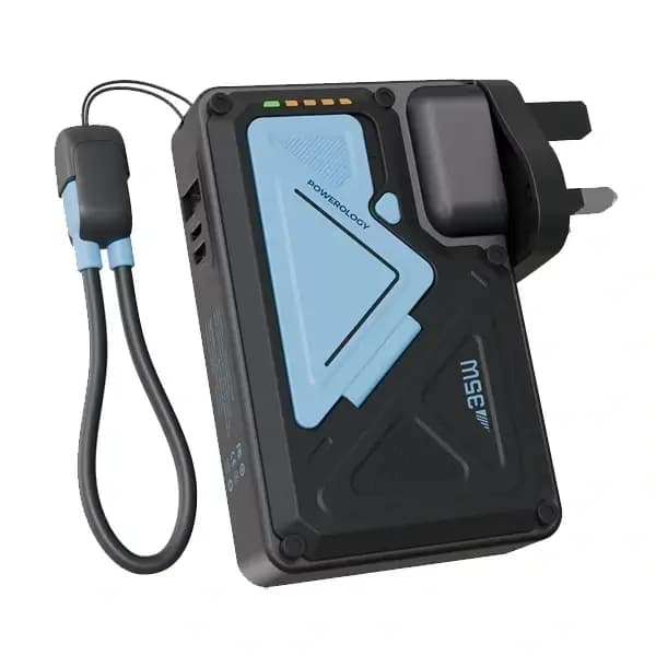 Powerbank avec option chargeur mural et MagSafe intégré Powerology – 10 000mAh – Protection contre la surchauffe – Capacité de charge de 4 appareils simultanément – Support pliable intégré – PPBCHA80BK