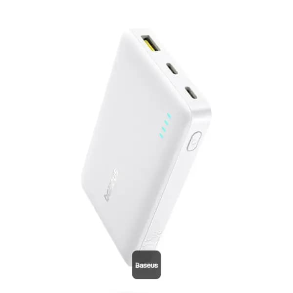 PowerBank à charge rapide Baseus EnerFill FP21 – 10000mAh – 22,5W – 1 support USB et 2 supports type-c – Indicateur lumineux pour suivre le niveau de batterie – Blanc – P1008210D213-00