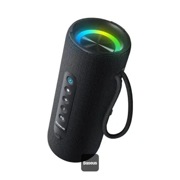 Haut-parleur sans fil portable Baseus AeQur VO20 – 15h d’autonomie – BT 5.3 – 4 haut-parleurs – Portée jusqu’à 10m – IPX5 – Son immersif à 360° avec basses renforcées – Rétroéclairage RGB coloré – A20067900117-00