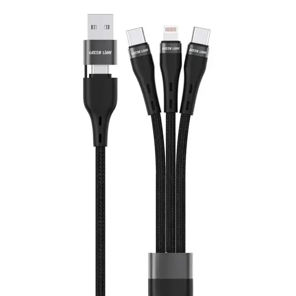 Câble de charge rapide tressé Green Lion 3en2 – Charge et synchronisation – 1,2m – GN3IN2FCCLBK – Noir