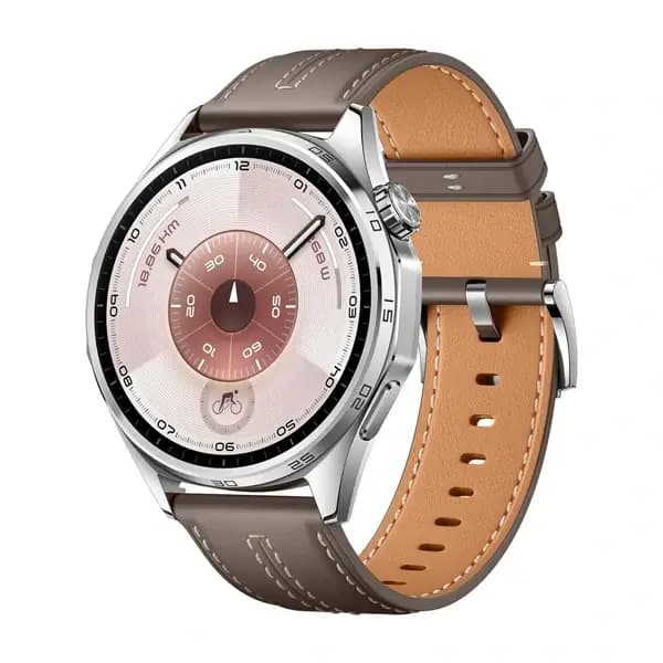 Montre connectée Huawei Watch GT6 46mm – Jusqu’à 21 jour d’autonomie – BT – GPS – IP68 + IP69 (50m) – Acier inoxydable – Bracelet en cuir gris – ATM-B19