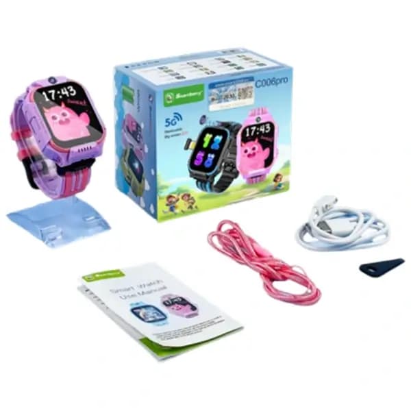 Montre connectée intelligente pour enfant Smart Barry – Écran 1,83″ – 4 à 5 jours d’autonomie – Appel Vidéo – SMS – GPS – 5G – SIM intégrée – Violet/Rose – C006 Pro