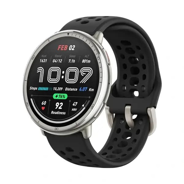 Montre connectée Amazfit Active 2 – Écran AMOLED 1,32″ – 10 jours d’autonomie – GPS – Assistance IA – Suivi précis de la fréquence cardiaque et du sommeil – Bracelet en silicone noir