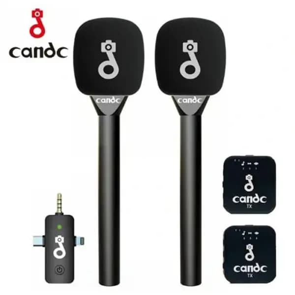 Micro cravate avec pêche pour interview et reportage Candc Dual MIC – 2TX et 1 RX – 8h d’autonomie – Réduction de bruit
