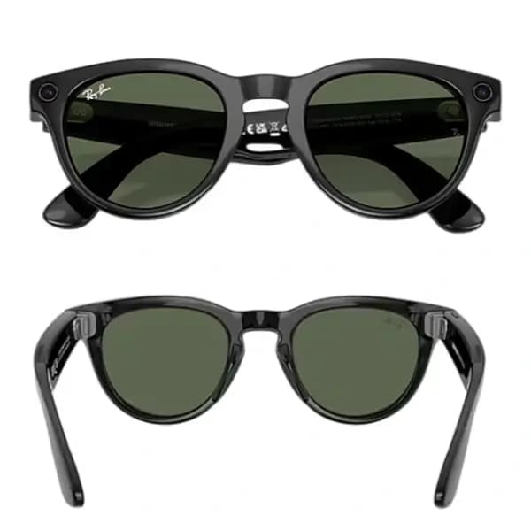 Lunette connectée Ray-Ban Headliner Shiny Black 2e génération – G15 Vert – Monture brillant noir – 32Go – 8h d’autonomie – Wifi – BT – Android et IOS – RW4013