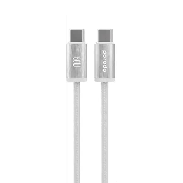 Câble tressé de charge et transfert de données Porodo – 60W – Type-C vers Type-C – 1,2M – Vitesse de transfert
