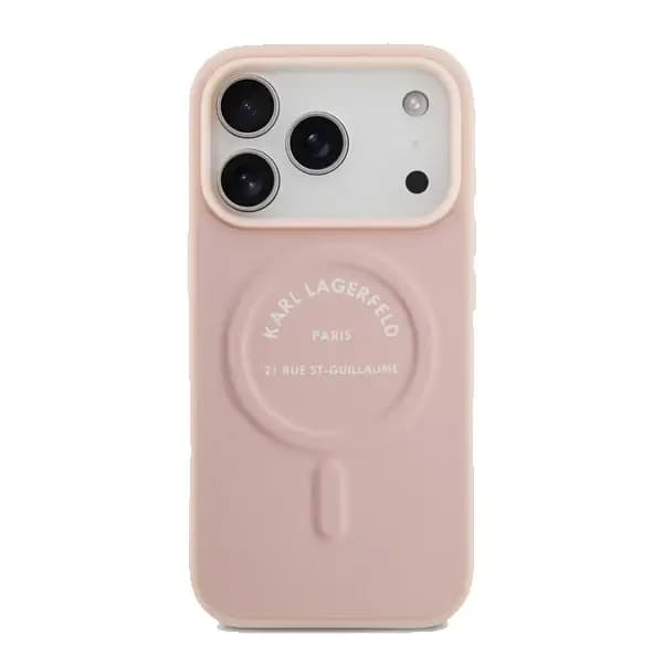 Coque pour iPhone 17 Pro Max Karl Lagerfeld en PU – MagSafe – Protection des rayures – Rose – KLOHMP17XPSKRSGEP