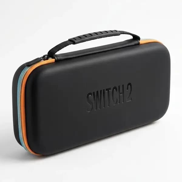 Pochette pour Nintendo Switch 2 – Couleur Noir avec chaîne orange bleu