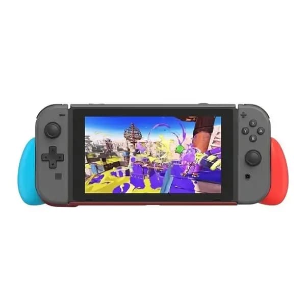 Étui de protection et poignée pour la Nintendo Switch 2 – Année 2025 – Coque noir et poigné rouge/bleu