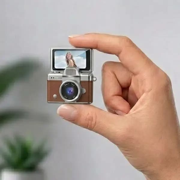 Mini caméra à écran rabattable – Vidéo résolution 1080P – Capteur d’image CCD – Écran HD IPS de 1,47″ – LK-027 – Marron