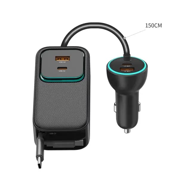 Chargeur de voiture rétractable 6en1 Mcdodo CarGo – 135W – 2 ports Type-C et 2 ports USB – 2 câbles Type-C intégrés – CC-2131