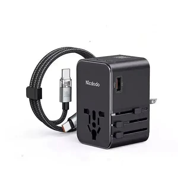Chargeur détachable Mcdodo Globe Power – 100W – Câble de Type-C – 3 ports Type-C et 1 port USB intégrés sur le boitier – CP-6140