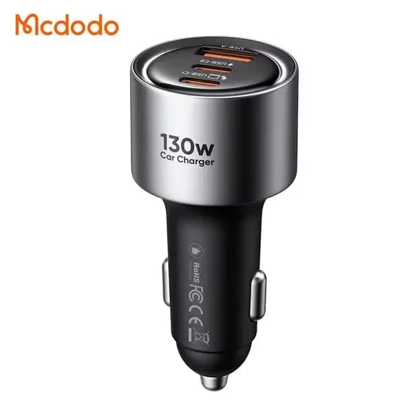 Chargeur de voiture Mcdodo Gana – 130W – 2 ports Type-C et 1 port USB intégrés – Indicateur d’état de charge LED – CC-3190