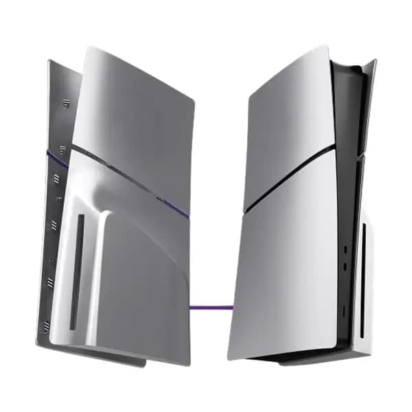 Coque de remplacement pour la PS5 Slim Édition – Façades et plaques arrière – Compatible uniquement avec la PS5 Slim version disque – Argent – GP-529