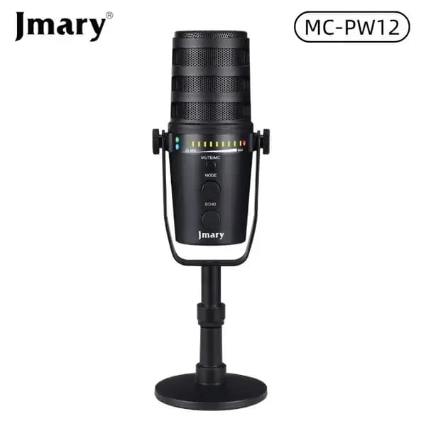 Microphone filaire avec câble USB JMARY – Réduction de bruit – Fonction de sourdine – Monitoring sans latence – Rotatif à 360 degrés sans latence – MC-PW12