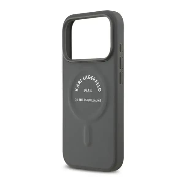 Coque pour iPhone 17 Pro Karl Lagerfeld avec boutons à logo RSG – Compatible MagSafe en polyuréthane – Vert – KLOHMP17LPSKRSGEG