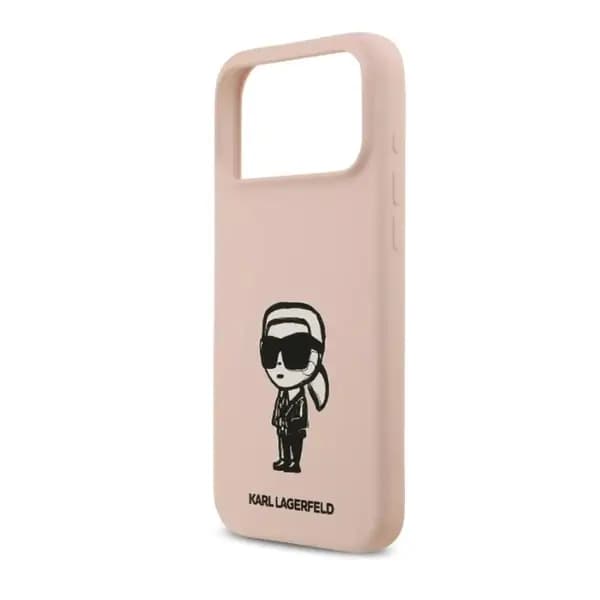 Coque pour iPhone 17 Pro Max Karl Lagerfeld avec design Karl Sketch – Compatible MagSafe – Silicone – Rose – KLHCP17XSKIGROP