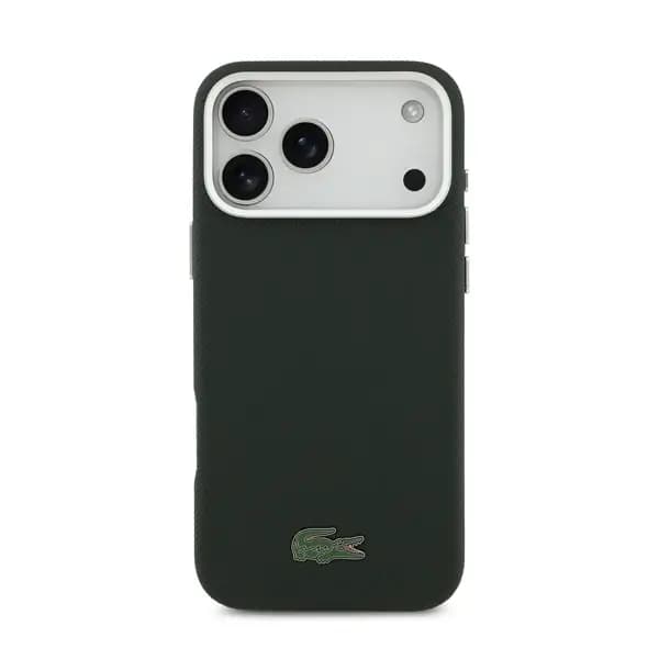 Coque pour iPhone 17 Pro Max Lacoste avec logo crocodile – Compatible MagSafe en polyuréthane – Petit Piqué – Vert – LCFCMP17XPLAE