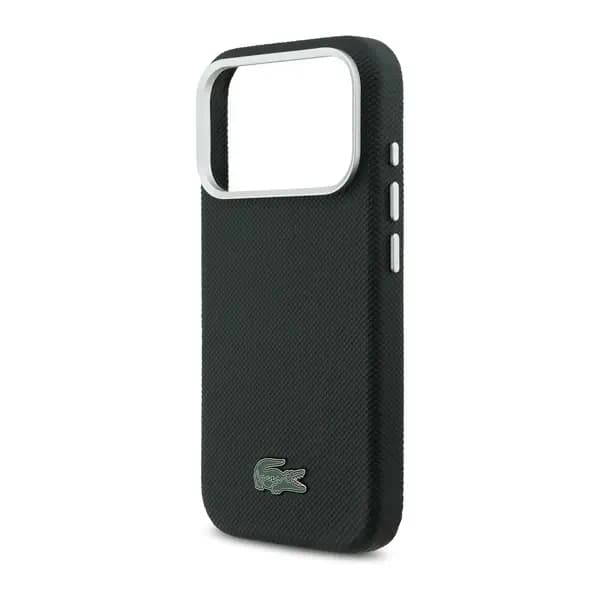 Coque pour iPhone 17 Pro Lacoste avec logo crocodile – Compatible MagSafe – Petit Piqué – Cuir – Vert – LCFCMP17LPLAE