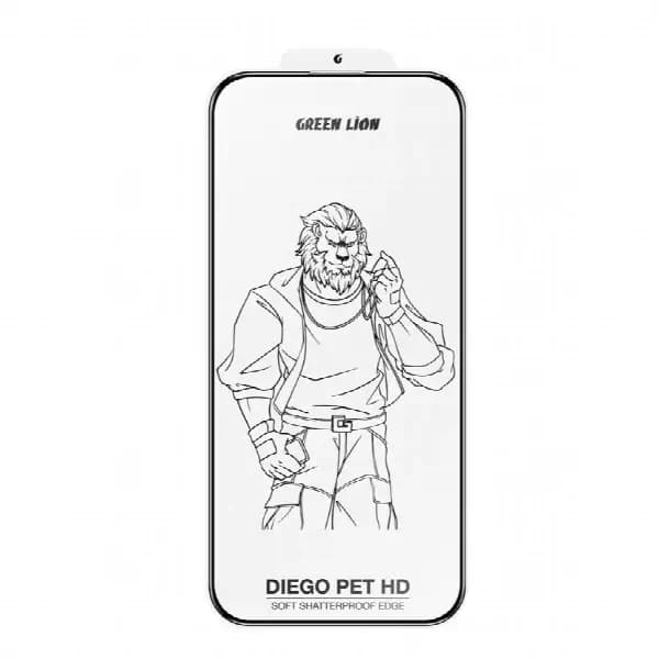 Antichoc de téléphone Green Lion Diego Pet HD – Pour iPhone 16 Pro – Verre incurvé 3D – Anti traces de doigts – Transparent – GNDPTPV16PCL