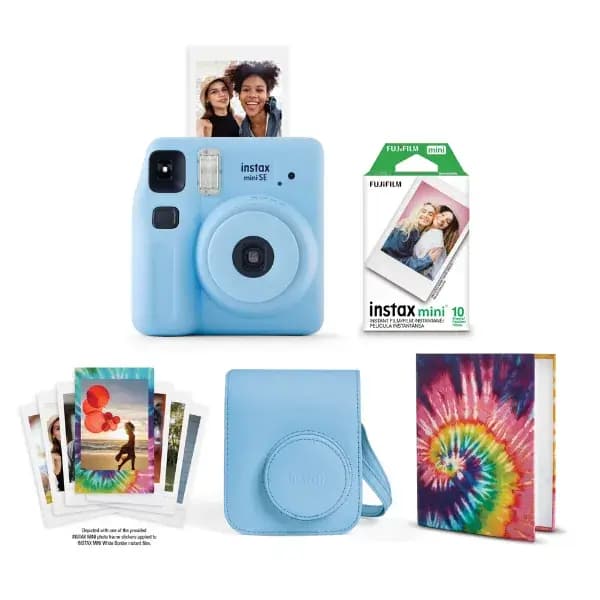 Fujifilm instax mini SE Instant Camera Bundle – Appareil Photo Instantané + Cartouche de 10 Films, Étui, Album & Accessoires – Bleu