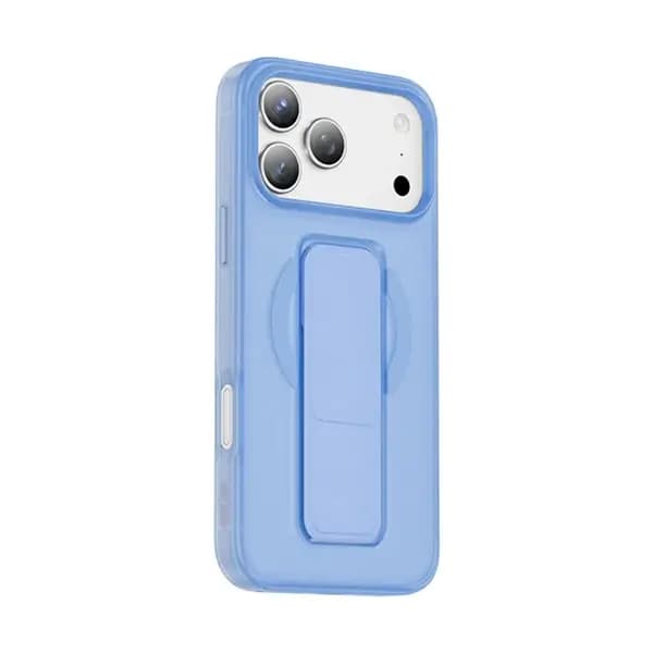 Coque pour iPhone 18 Pro Max Green Lion – Compatible MagSafe – Poignée 360 en cuir bleu intégrée – GNGRP18PMBL