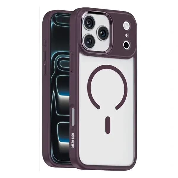 Coque pour iPhone 18 Pro Max Green Lion Titan – Compatible MagSafe – Boutons métalliques – Bordeaux – GNTITMG18PMBD