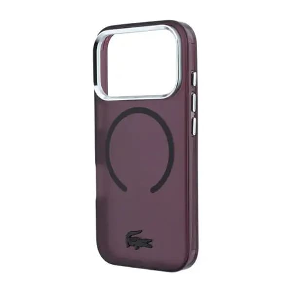 Coque pour iPhone 18 Pro Max Lacoste – Compatible MagSafe – Finition givrée mate IML – Résistant aux rayures – Bordeaux – LCHMP18X6UFRTDR