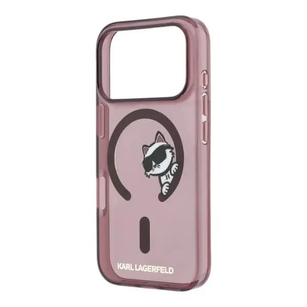 Coque pour iPhone 18 Pro Max Karl Lagerfeld avec impression Peekaboo – Compatible MagSafe – Bordeaux – KLOHMP18X6HCPSCR