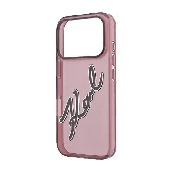 Coque pour iPhone 18 Pro Max Karl Lagerfeld avec logo en résine Big Signature – Bordeaux – KLOHCP18X6HCKSRR