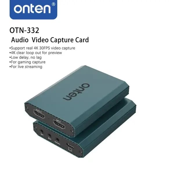 Adaptateur pour carte de capture vidéo ONTEN – Entrée et de sortie audio 3,5 mm – Capture vidéo 4K 30 FP – OTN-332