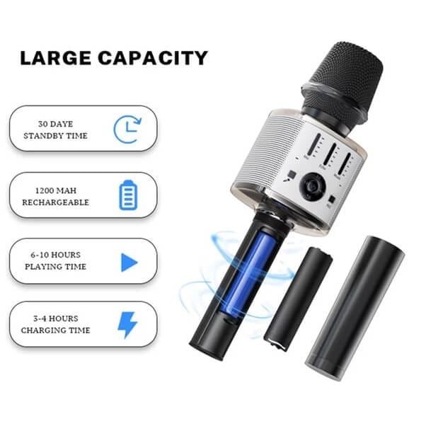 Microphone sans fil karaoké Portable 1200 mAh – YESIDO KR10 – Noir — photo 4